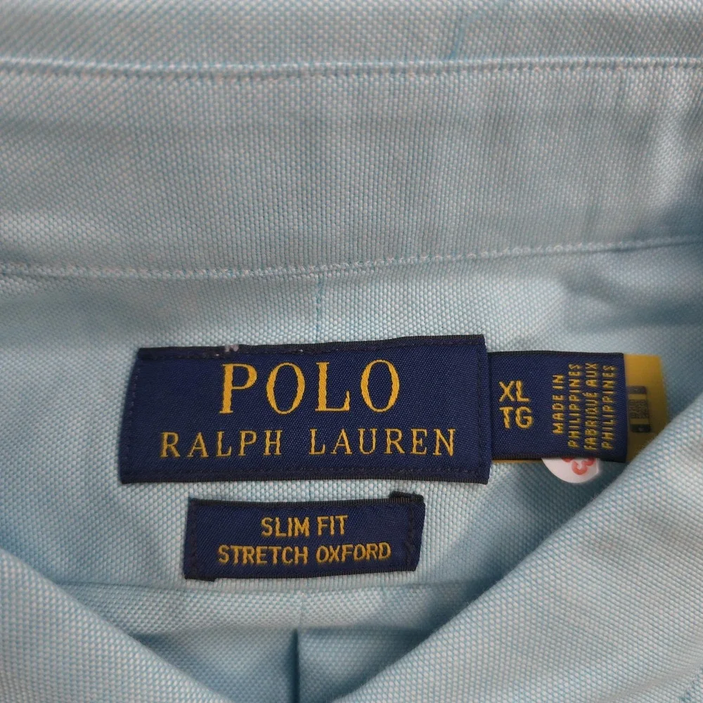 Polo Ralph Lauren Shirt Mens XL Blue Slim Fit Stretch Oxford Core Replen NEW